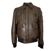 AERONAUTICA MILITARE Giubbotto In Pelle Frecce Tricolori PN0846 Colore Marrone