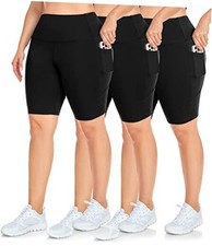 3 Pack Plus Size Biker Shorts with Pockets for Women 3X-Large Plus 3pack Black