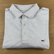 Vineyard Vines Men  s M Blue White Stripe Polo Performance Shirt Preppy Golf