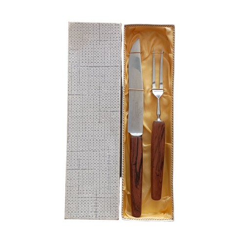 Juego de 2 cuchillos de cubiertos vintage inoxidable tallado caja original Solingen Alemania - Imagen 1 de 3