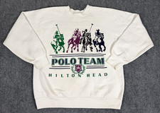 Vintage Polo Team Hilton Head Unisex White Sweatshirt Size L Late 80’s USA Made