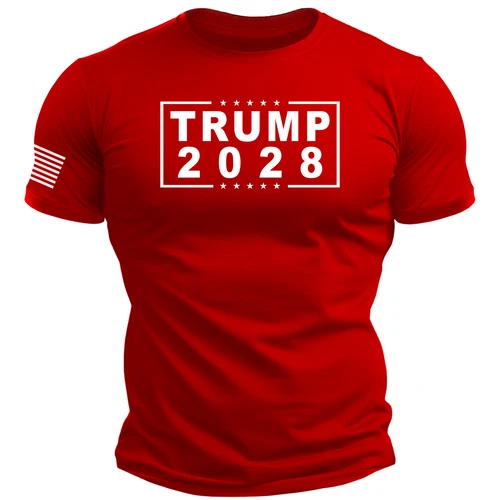 TRUMP 2028 - T-Shirt USA Flag Sleeve america patriot maga 250 S-XXL 4 COLORS - product listing photo