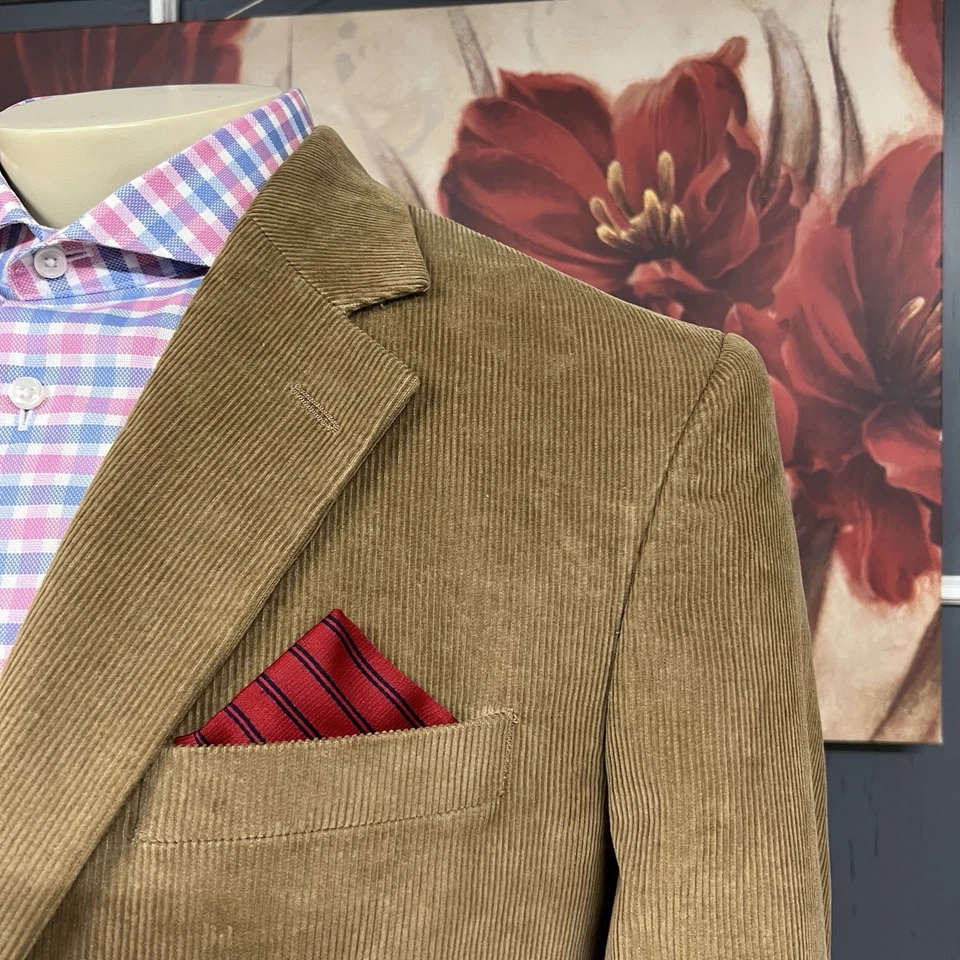 Tasso Elba Sport Coat Mens Sz Large (42-44) Corduroy Jacket Blazer Brown - Image 4 of 4