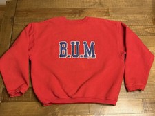 Vintage 1992 BUM Equipment Double Side Spell Out Sweatshirt Size L Skater Grunge
