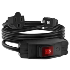Switched Extension Cord 8 Ft Outdoor 14AWG 3 Prong Extension Cord with Switch...