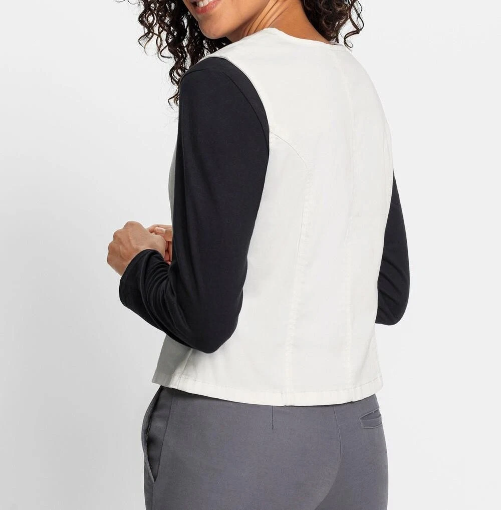 Damen Jeansweste Ärmellos V-Ausschnitt ecru Gr. 44 NEU