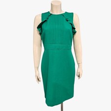 Nwt ANN TAYLOR Green Pleated Ruffle Sheath 8P Sleeveless Dress