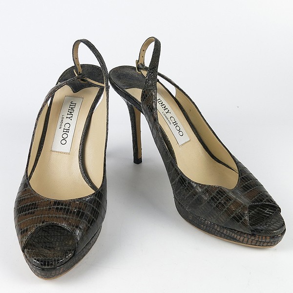 JIMMY CHOO Python Pattern Leather Open Toe Women'… - image 1