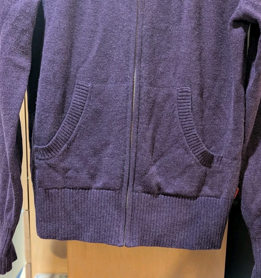 The North Face Women Purple Full Zip Hooded Knit Sweater Size S/P Pockets - Image 3 of 4