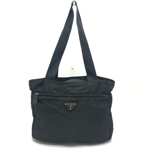 PRADA triangle plate Shoulder Bag Bag Tote Bag Nylon Black