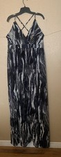 Fashion Nova 2XL Black White Dress Criss Cross Skinny Straps Long Maxi Abstract