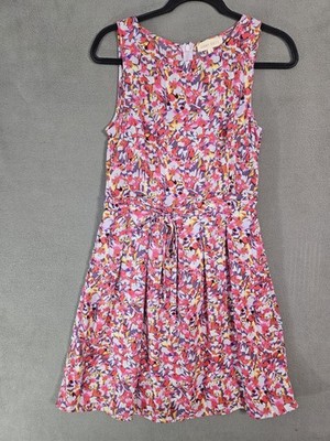 Eight Sixty Womens S Cottagecore Midi Dress Sleeveless Waist Tie Floral Summer