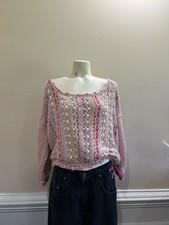 Vintage Crotchet Knitted Off Shoulder Sweater Women No Size