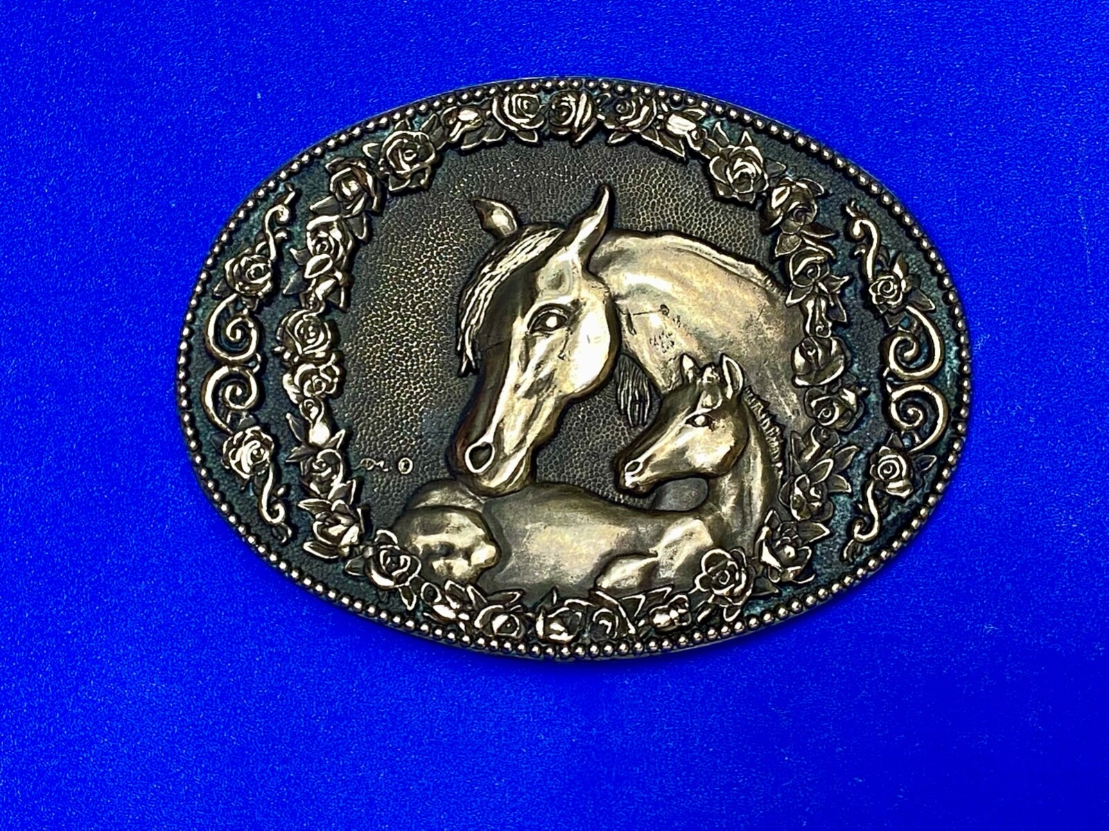 Two horse heads First addition brass belt buckle by Award Design Medals |  eBay