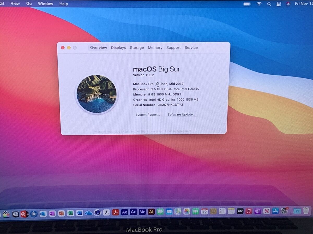 Apple Macbook Pro 13.3” 2.5GHz intel Core i5 2012 8GB RAM Apple Macbook Pro 13.3” 2.5GHz intel Core i5 2012 8GB RAM