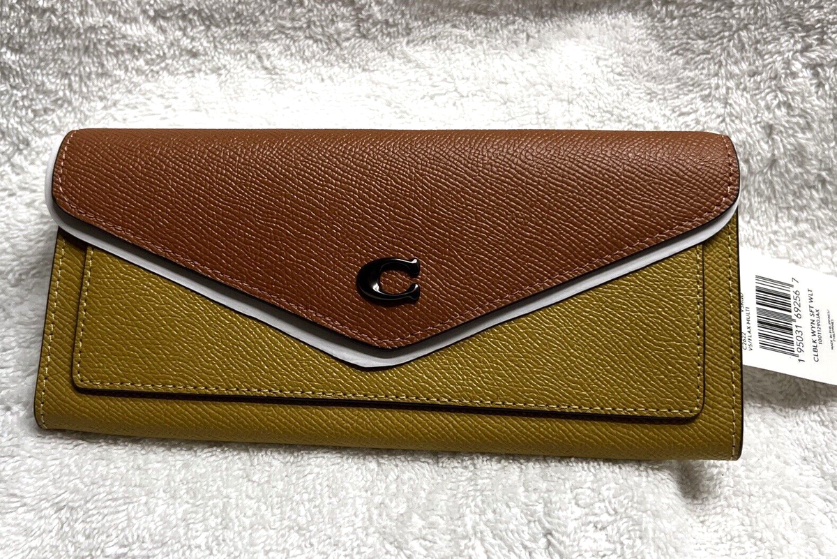 【Coach】WYN SOFT WALLET IN COLORBLOCK Coach Wyn Soft Crossgrain Leather Wallet In Colorblock C2622
