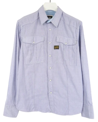 G-STAR Denim Modern Gould Vanders Hemd Herren L Blau Snap Button Pinstripe - Bild 1 von 4