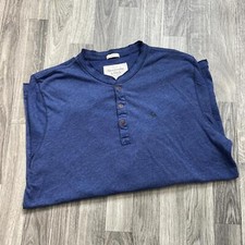 ABERCROMBIE  FITCH Muscle Button Front Blue Long Sleeve Shirt Men's Size Large