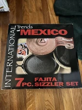 International Taste Of Mexico 7 Piece Fajitas Sizzler Set Cast Iron Kitchenware