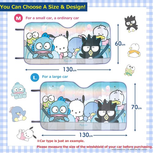 Sanrio Kuromi , My Melody , Cinnamoroll , Hapidanbui Car Sun Shade Sun Visor - Picture 2 of 12