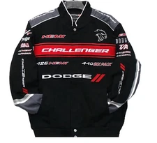 Authentic Dodge Challenger Racing Embroidered Cotton Jacket JH Design Black  New