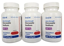 Major Stool Softener Docusate Sodium 250mg 100 Softgels ( 3 bottles ) --