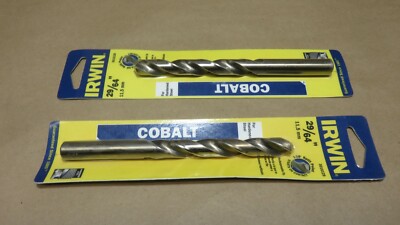 Irwin 29/64'' Cobalt Drill Bits 3016129 135* Split Point Hardened Steel 2 pc