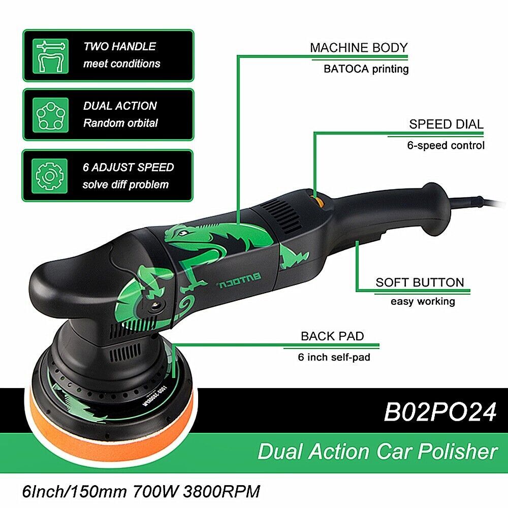 BATOCA Dual Action Car Polisher Buffer Machine 700W Orbital DA - Foto 9