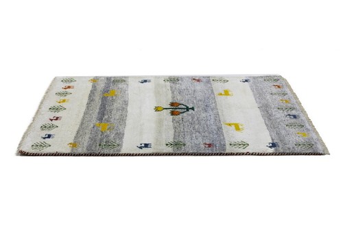 Cream & Gray Pictorial Tribal Indo-Gabbeh Rug Plush Wool Oriental Carpet 4X6 ft - Picture 6 of 18