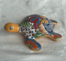 Tortuga marina Talavera arte mexicano cerámica firmada pintada a mano arte popular de colección