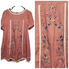 UMGEE Orange Embroidered Floral Tunic Boho Top Dress Size Small 