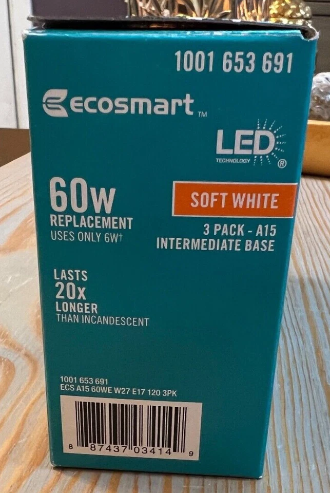 EcoSmart LED Light Bulbs 6W dimmable soft white intermediate base 3-pack NIB - Image 3 of 4