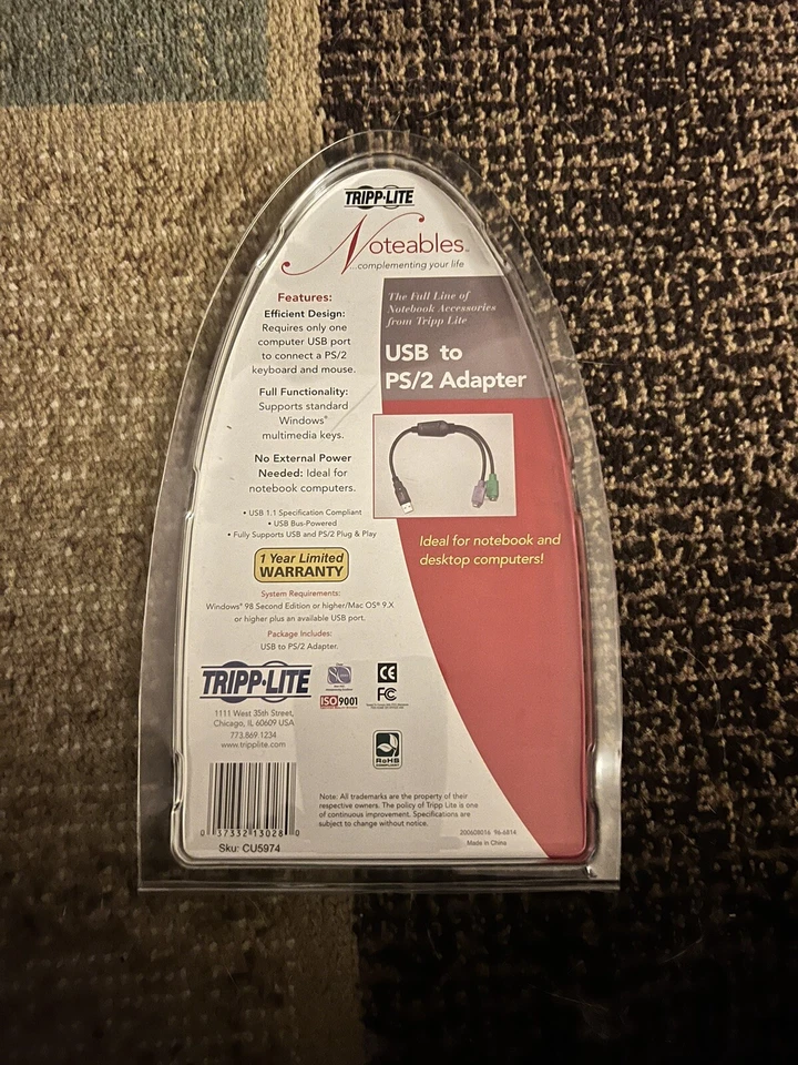 Tripp LITE USB to PS/2 Adapter Converter for Keyboard & Mouse U219-000-R NEW - Image 2 of 2