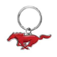 iPick Image for Ford Mustang in Red 3D Pony Die-Cut Metal Key Chain Key-Charm