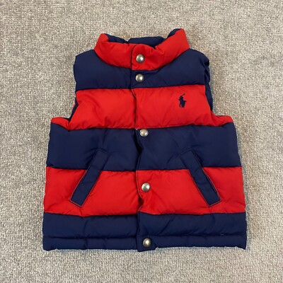 Polo Ralph Lauren Jacket Kids 24M 2T Red Blue Down Puffer Vest