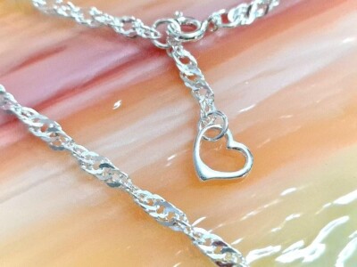 Fußkette Silber 925 Singapur Herz Fußkettchen echt Sterlingsilber 24-30 cm fr91