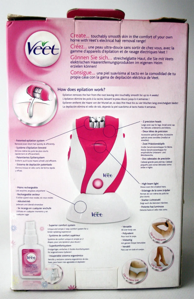 RARE VEET TOUCHABLY SMOOTH MAINS RECHARGEABLE EPILATOR VTSH8907E NEW ! — 第 2/4 张图片