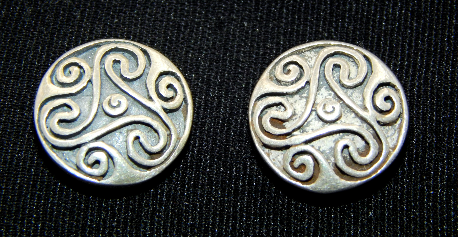 .925 Sterling Silver Scroll Button Post Earrings - image 1