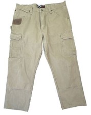 Wrangler Riggs Workwear Pants Mens W38 L28.5 Beige Double Knee Ripstop Carpenter