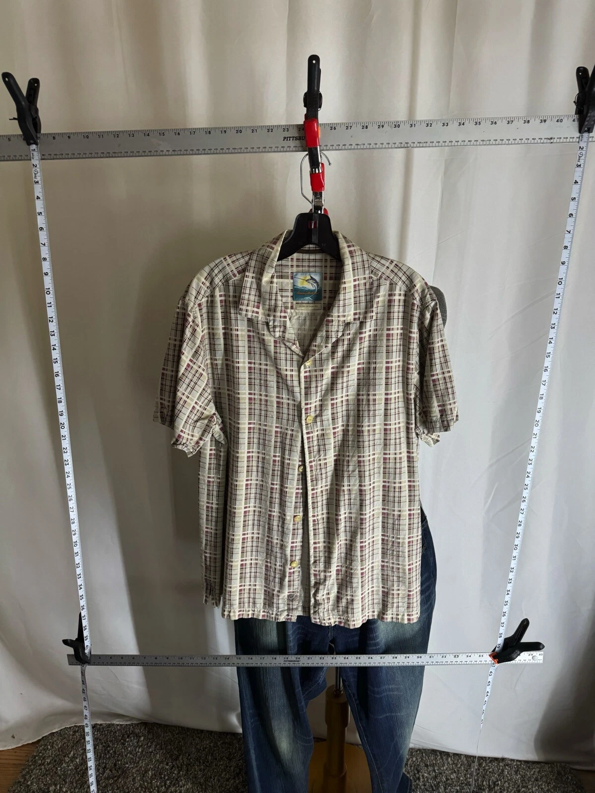 Tommy Bahama Silk Plaid Island Modern Shirt Large L