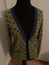 Boden Cashmere Angora Sweater, Green Blue Polka Dot, Size 4 US/ 8 UK