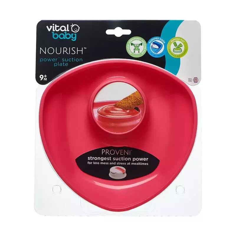 Vital Baby NOURISH Power Suction Plate Fizz Less Mess at Mealtimes Pink 9m +
