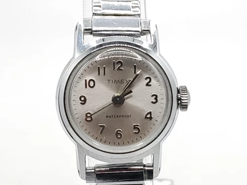 Timex Silver Tone St. Steel Womens Vintage Mechanical Watch Running 22mm