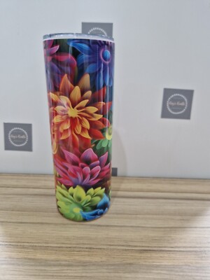 Helle bunte 3D Blume heiß oder kalt 20 Unzen dünner Becher Reisebecher mit Strohhalm