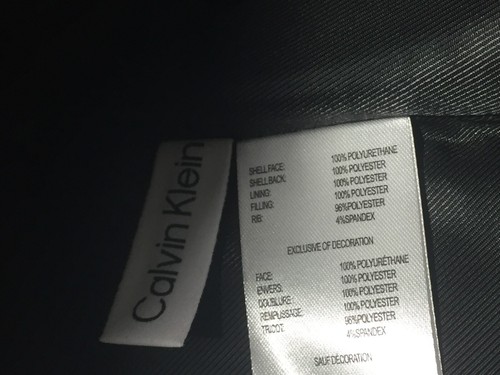 K8 CALVIN KLEIN Faux Leather Classic Puffer Jacket Black Mens Size Large - Picture 8 of 11
