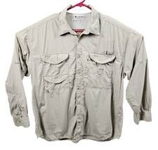 Columbia PFG Bahama II Shirt Mens Large Tan Long Sleeve Vented Back Fishing EUC