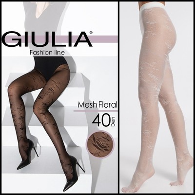 Giulia mesh floral model 5 romantic tights on mesh base with rose pattern 40 Den