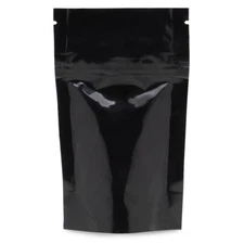 50 pcs 1/8 oz Black Child Resistant 3.75"x6"x2" Stand Up Pouch Smell Proof Bags