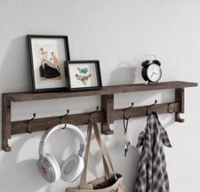 Coat Hooks Wall Hooks With Shelf Wood Coat Rack With Shelf Wallmounted 31.5 Inch
