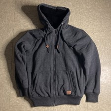 Buffalo David Bitton Mens Full Zip Gray Hoodie Sherpa Fleece Lined Size Medium